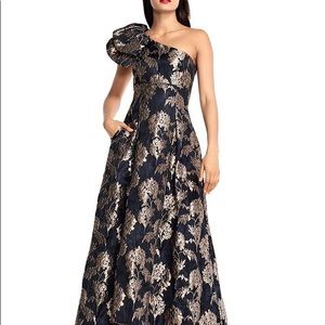 Aidan Mattox Jaquard One Shoulder Gown